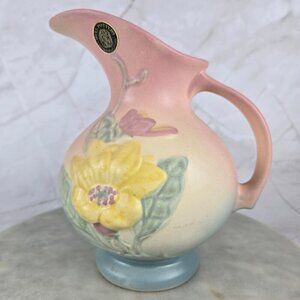 Vintage Hull Pottery Magnolia Matte Ewer Pink Yellow Blue Green Collectible